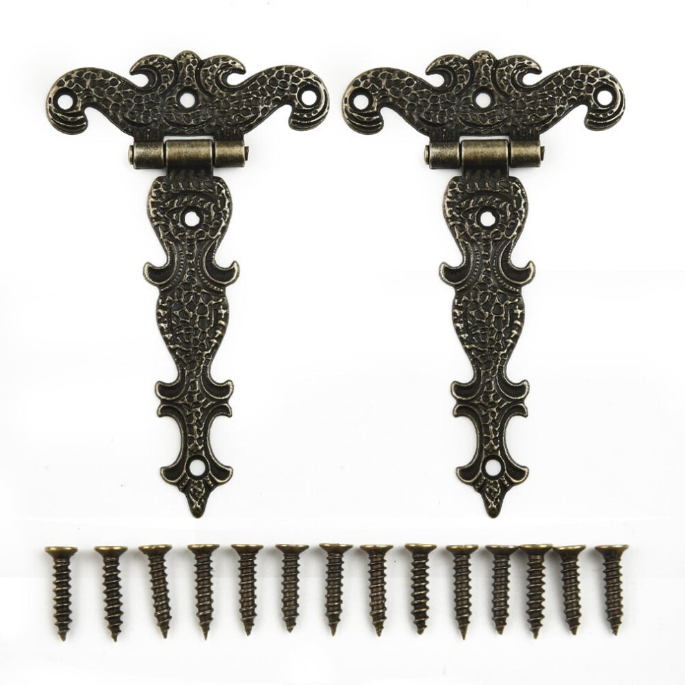 2Pcs Retro Bronze Zinc Alloy Butt Hinges Antique Wooden Box Decorative Hinge 9377112446561