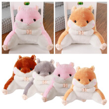 Hamster Reading Pillow with Arms, Soft Plush Backrest for Bed or Chair, Compatible with Lumbar Support, 17.7x15.75"