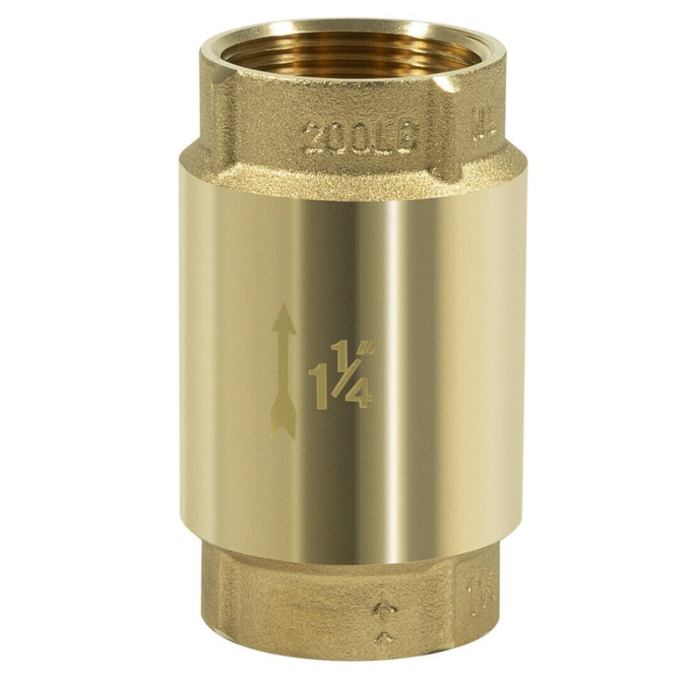 1-1/4\" Npt Brass Check Valve Female Pipe Thread Fpt Fl Ow Well Pump 200 Psi 180 9027700440067