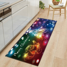 60x90cm Christmas Area Rug Non-Slip Low Pile Indoor Outdoor Runner Mat, Merry Christmas Happy New Year Design Red Rug Compatible with Holiday Decor
