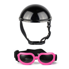 Puppy Sunglasses+Helmet Set Dog Helmet with Ear Hole Cool Helmet for Bike Dog Goggles for Outdoor Activities Protect