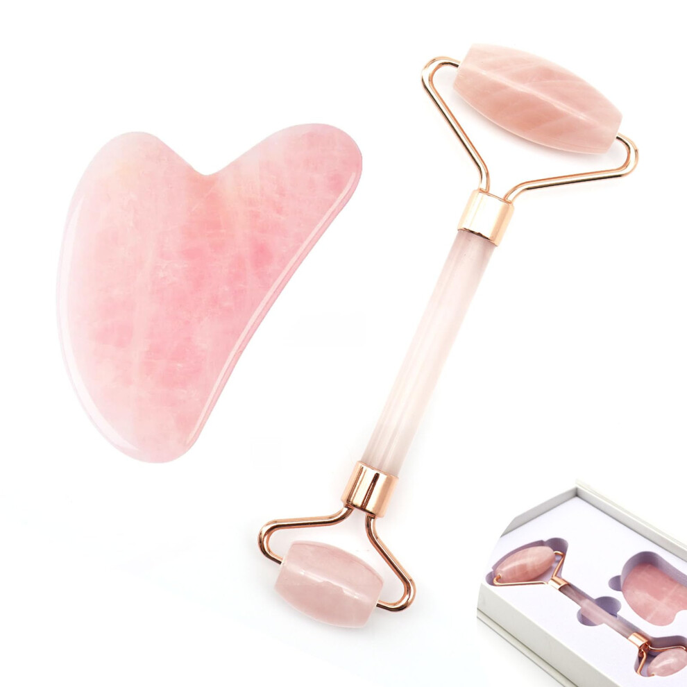 Gua Sha Facial Tool and Jade Face Roller Set for Puffiness Reduction, Skin Care and GiftReady