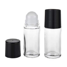 2 Pcs 30ml Black Clear Essential Oil Roller Bottles with Metal Ball Applicator, Refillable Glass Vials for Perfume and Aromatherapy