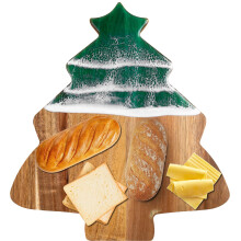 Christmas Cutting Board with Festive Tree Design, Resin and Acacia Wood Holiday Cheese Board Gift