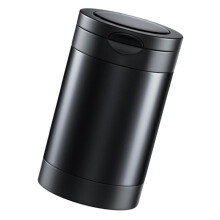 Car Ashtray with Lid and LED Light, Smokeless Detachable Windproof Stainless Steel Black