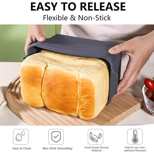 Silicone Bread Loaf Pan with Lid, Foldable Nonstick Baking Mold for Bread, Cakes, and More 1
