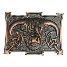 Highland Cow Coo Chocolate Bronze Kilt Belt Buckle