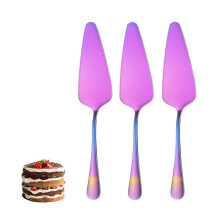 Rainbow Stainless Steel Cake Server Set of 3 with Serrated Edge for Pie, Pastry, Pizza, Cheese