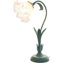 Modern Flower LED Table Lamp with Silver Orchid Design, Glass Shade, Soft Lighting for Bedroom or Living Room (Green)