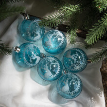 XIUH 6CM Pendant, Compatible with Christmas Tree Decorations, Blue Transparent Acrylic Ball, a Box of 6
