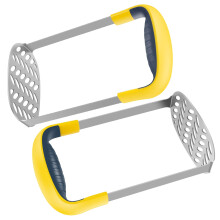 4Pcs Stainless Steel Potato Masher, Ergonomic Handle, Dishwasher Safe, Manual Press for Mashed & Sweet Potatoes