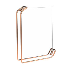 6-Inch Retro Metal Photo Frame, Transparent Acrylic Display Holder, Elegant Decor for Home or Office, Rose Gold