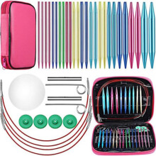Colorful Circular Knitting Needle Kit with 13 Pairs of Multifunctional Knitted Crochet and Sewing Accessories