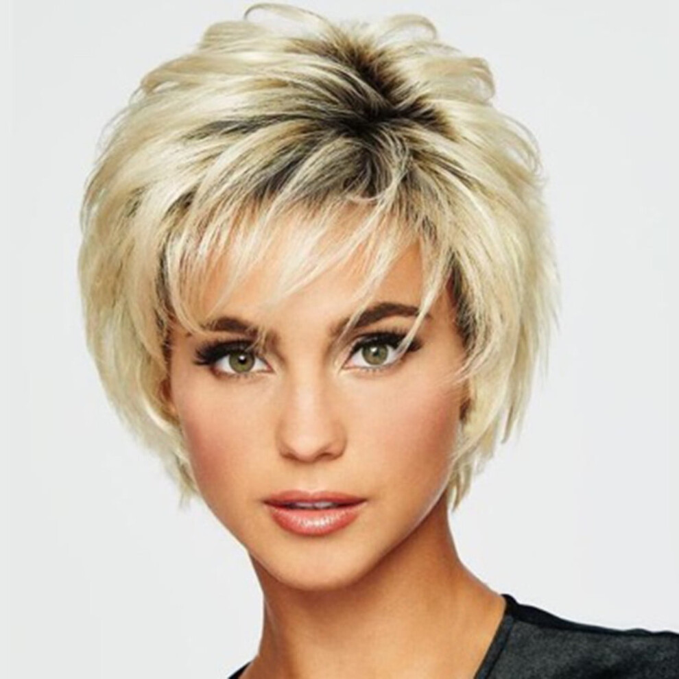 Unisex Gold Human Hair Wigs For Women Female Fashion Natural Straight Wigs Short Hair Fibe Wigs Synthetic Wig Adult Female Costume Wigs Toupees,