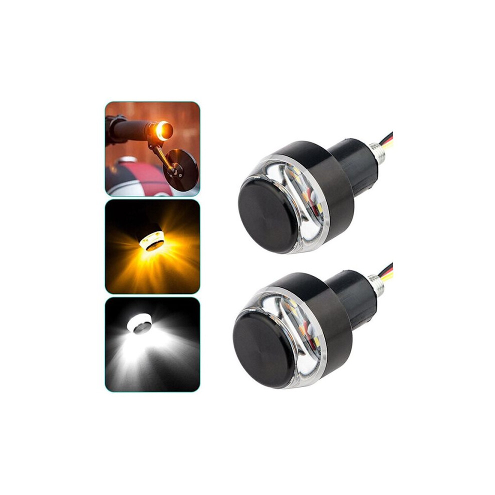 Cnc 12V Led Turn Signals For Motorcycle, Handlebar End Turn Signal Compatible With 22Mm Handlebar (1 Pair, To White) Yellow/White 9027700448551