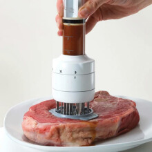 2 in 1 Stainless Steel Meat Tenderizer and Injector Syringe for Quick Flavor Marinade