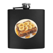 Matte Black Hip Flask 6oz Stainless Steel with Banana and Honey Design Pocket Size