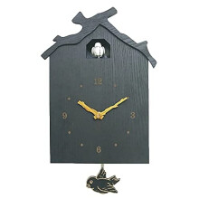 Modern Wooden Cuckoo Wall Clock with Mute Night Mode and Adjustable Chirping Volume