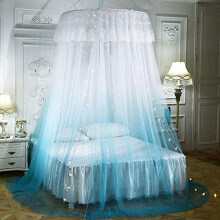 Canopy Bed Curtains with String Lights, King Size Mosquito Net Canopy, Elegant Princess Design
