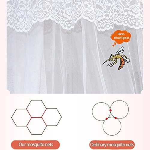 Canopy Bed Curtains with String Lights, King Size Mosquito Net Canopy, Elegant Princess Design 2