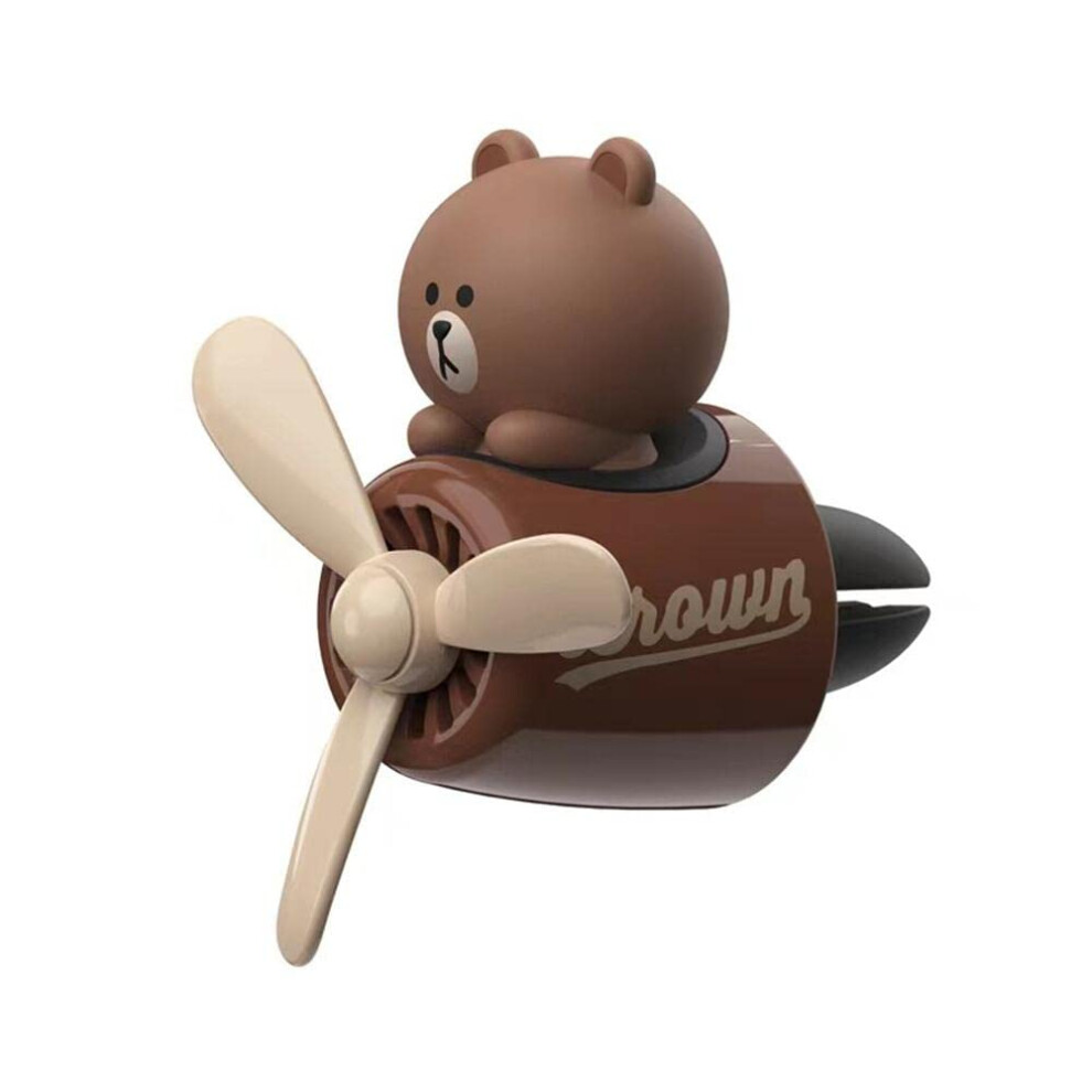 Rotating Propeller Cartoon Pilot Car Air Freshener Vent Diffuser With Longlasting Aromatherapy Brown 9455672658997