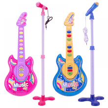 Electronic Guitar with Standing Microphone for Children, Musical Instrument Toys Educatinal Toy for Kids (Pink)