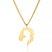 RSAMD Stainless Steel Horse's Head Girl's Silhouette Pendant Necklaces Jewelry Gift-Gold