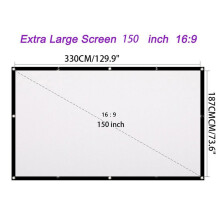 Portable Projector Screen 16:9 HD Folding,Indoor Outdoor Movie Screen Gaming Office Home Cinema Projector Screen 150 Inch