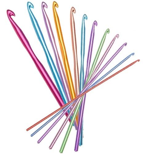 12-pack Crochet hooks in different sizes: 2mm - 8mm multicolor