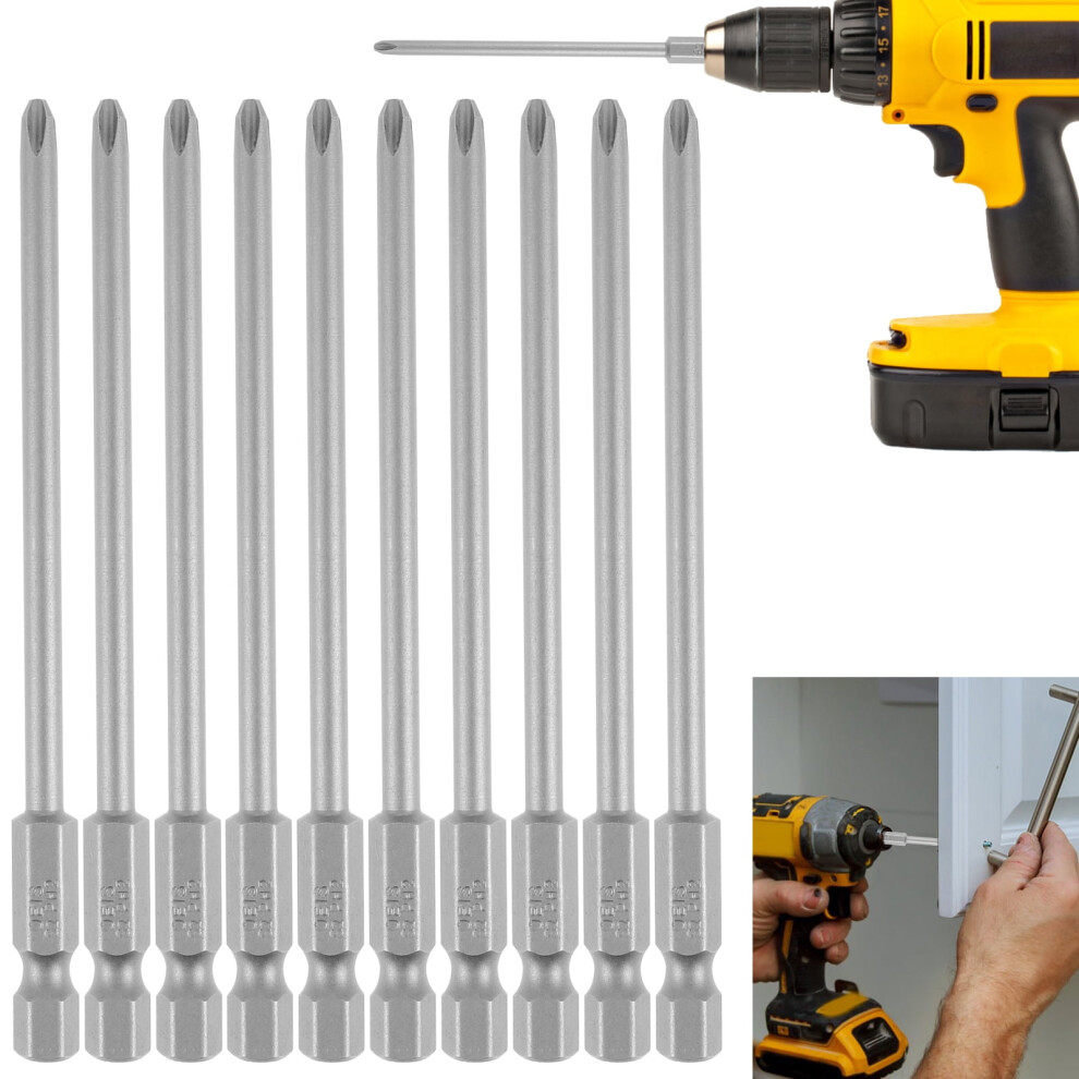 10Pcs Magnetic Cross Head Drill Bit S2 Steel 1/4Inch Hex Shank Set High Hardness Precision Screwdriver Bits For Electric Drill 9027700450516
