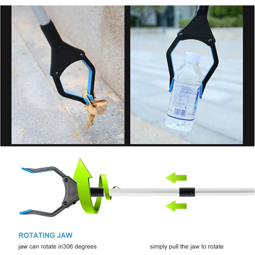 Foldable Extra Long Grabber Tool with Ergonomic Grip for Trash Pickup, Sky Blue Reach Extender 2