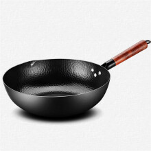 Hand Forged Cast Iron Wok Non Stick Surface for Induction and Gas Stove Home Cooking