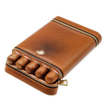 Leather Cigar Travel Case with 5 Tubes for Organized Storage and Travel Protection