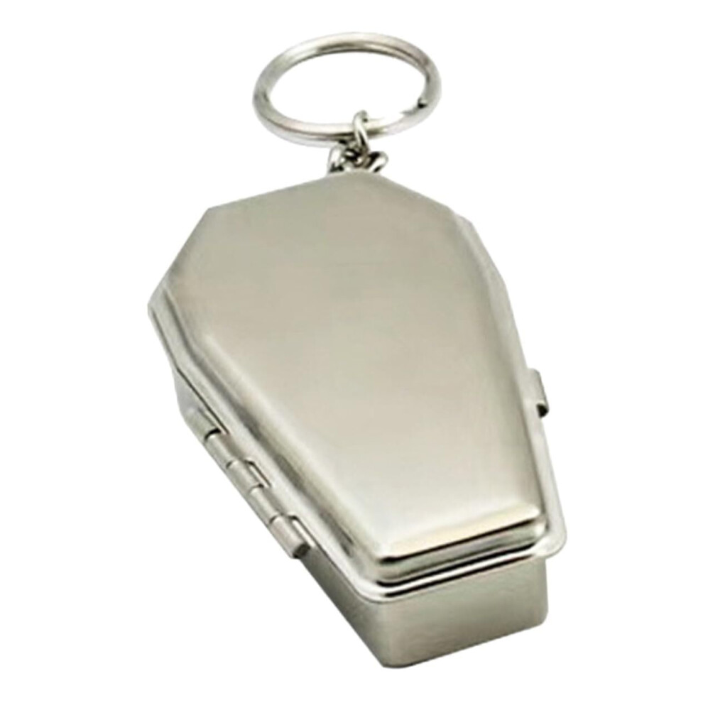 Gothic Coffin Portable Ashtray Keychain, Metal Outdoor Travel Ashtray Key Holder for Halloween