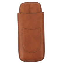 Leather Cigar Travel Case with Cutter Pocket, Small Humidor Holder for Gift and Travel