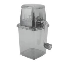 Manual Ice Crusher with Stainless Steel Blades, Adjustable Thickness, Hand Crank for Snow Cones and Margaritas (Gray)