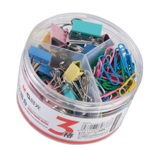 MultiFunction Binder Clips and Paper Clips Set, Colorful Durable Metal, Assorted Sizes for Office School Document Organizing