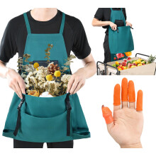 Gardening Apron with LargeCapacity Harvest Bag and Pockets, Waterproof Oxford Lining, Thumb Knife
