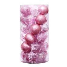 HESHENG 24Pcs Glitter Bright Christmas Tree Balls Ornament Baubles Xmas Party Home Hanging Ornaments Decor, Pink