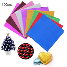 XM Culture 100Pcs 8cm Aluminum Foils Chocolate Candy Wrapping Paper Food Packaging Decor,Blue