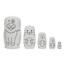 1 Set DIY Painting Russian Matryoshka Dolls Cartoon Pattern Nesting Dolls Coloring Nesting Dolls