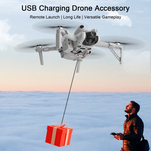 SUSUchens Drone Dropper for Mini 4 Pro Drone Airdrop Thrower System USB Charging Remote Control Multi-Purpose Delivery Device Grey