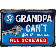 Grandpa's Garage Sign 12x8" - "If Grandpa Can't Fix It" Metal Plaque, Workshop & Garden Decor, Compatible with Grandpa's Garage