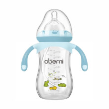 Oberni Baby Bottles, Anti Colic with Medium Flow Nipples, Wide Neck, BPA Free, 9oz, Blue - 1 Pack