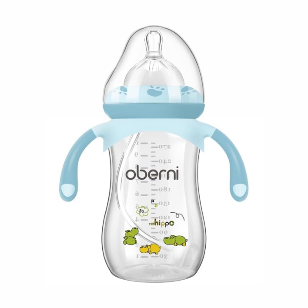 Oberni Baby Bottles, Anti Colic With Medium Flow Nipples, Wide Neck, Bpa Free, 9Oz, - 1 Pack Blue