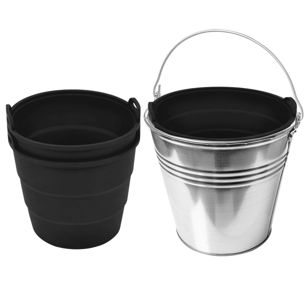 Trianu 2 Pack Reusable Silicone Grease Bucket Liner Compatible With Traeger Drip Tray, For Pro Series Tailgater Ironwood Grill, Black 9027700455764