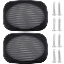 2 Pack Speaker Grill Covers 9.6x6.7" Black Rectangular Mesh with Screws for Home Car Audio Cabinets, Compatible with DIY Electrophoresis