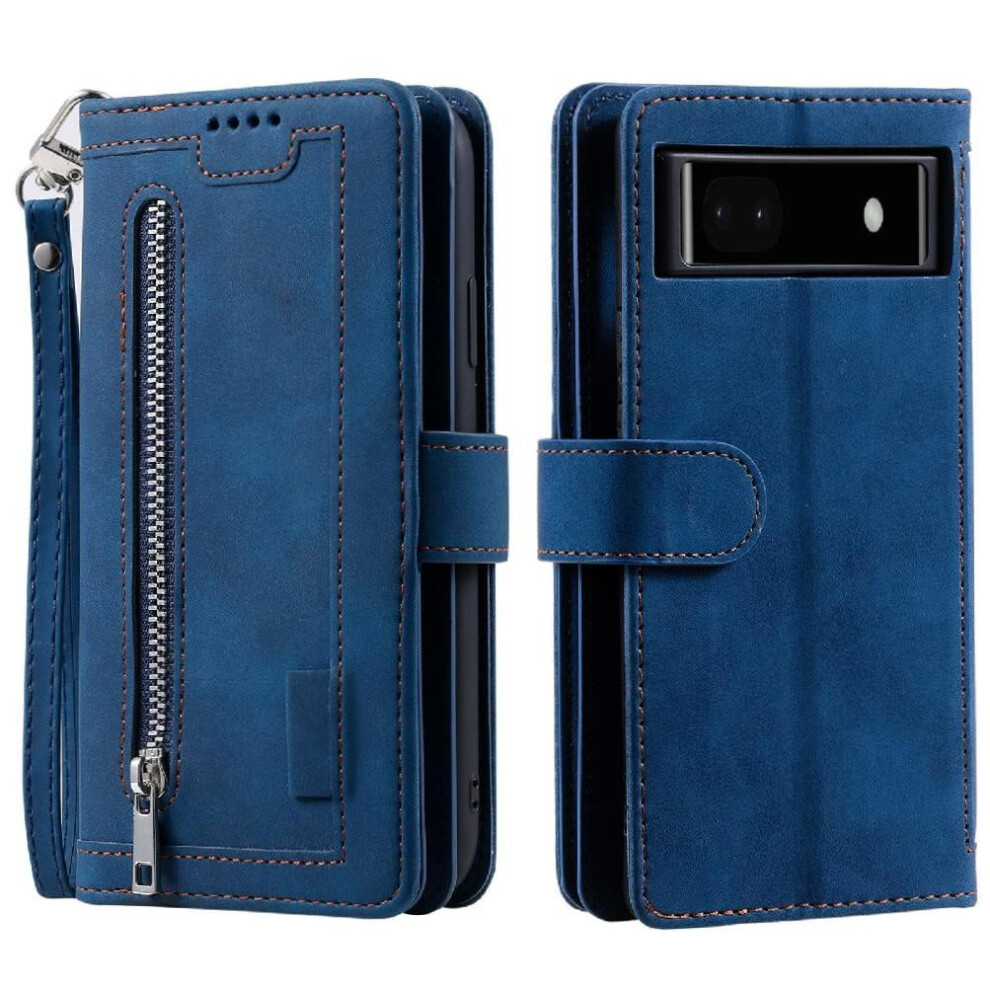 Flip Case For Google Pixel 6A Wallet Kickstand Pu Leather 9 Card Slots Lanyard 9027700456990