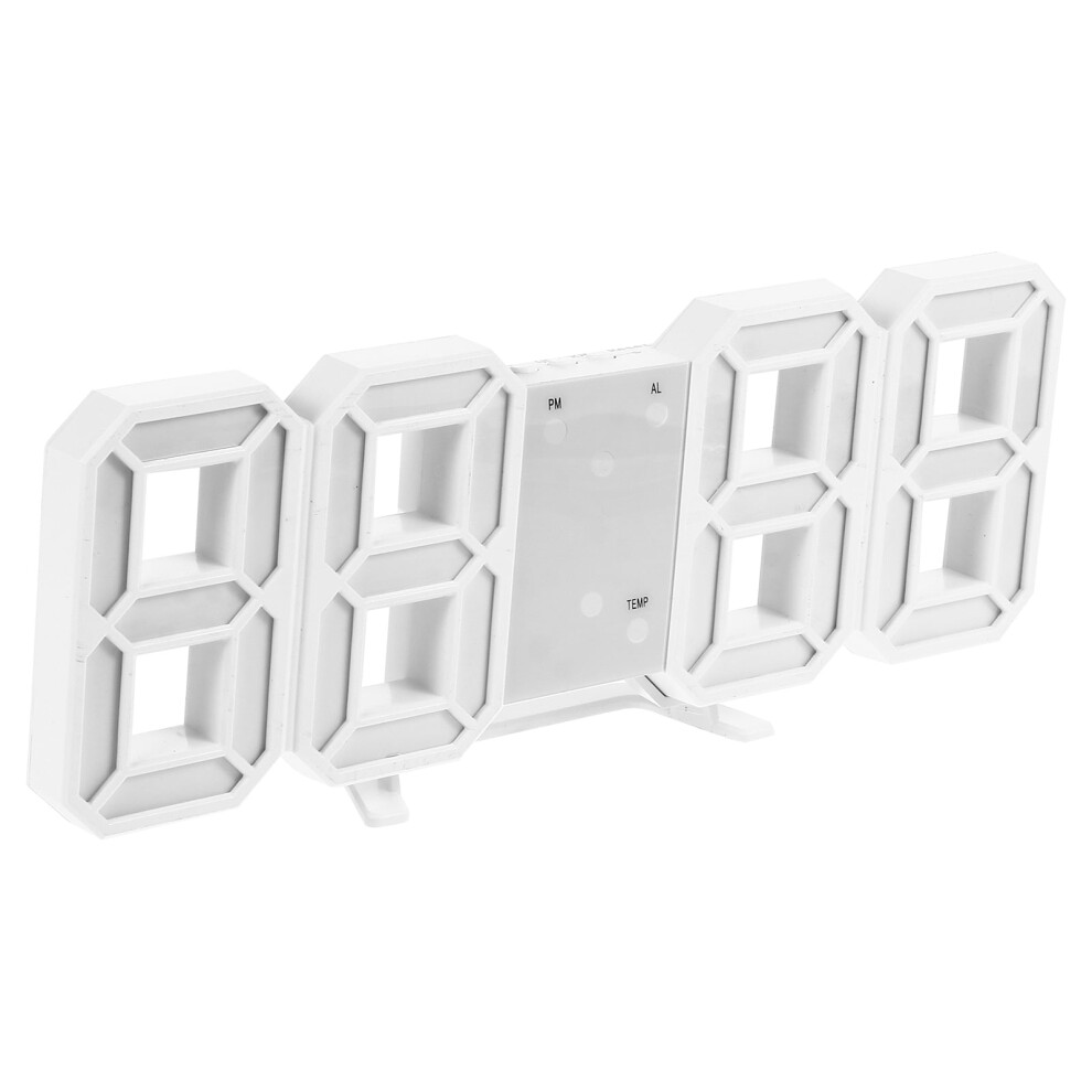 3D Digital Alarm Clock Led Electronic Decor Desktop Luminous Travel Child White