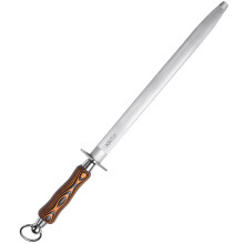 10 Inch Professional Knife Sharpener Honing Steel Rod, Carbon Core, Fine Texture, 6265HRC